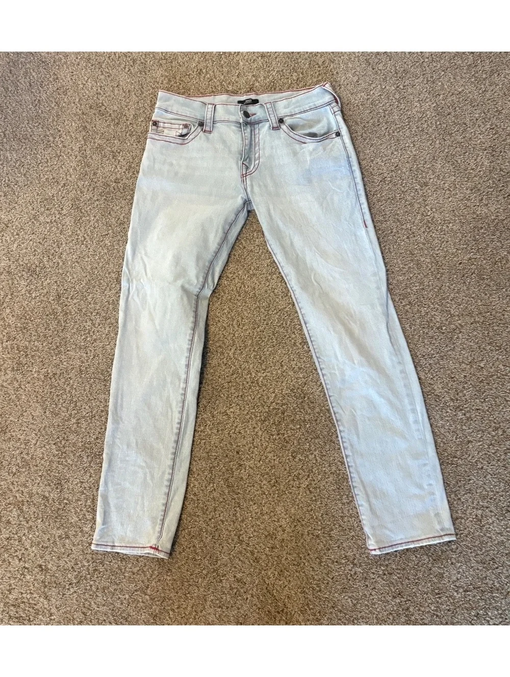 True Religion Rocco Relaxed Skinny Jeans Size 31 Light Blue